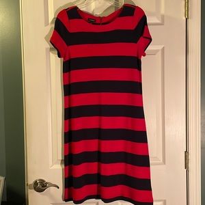 NWT Talbots Navy/Red Bold Striped Dress